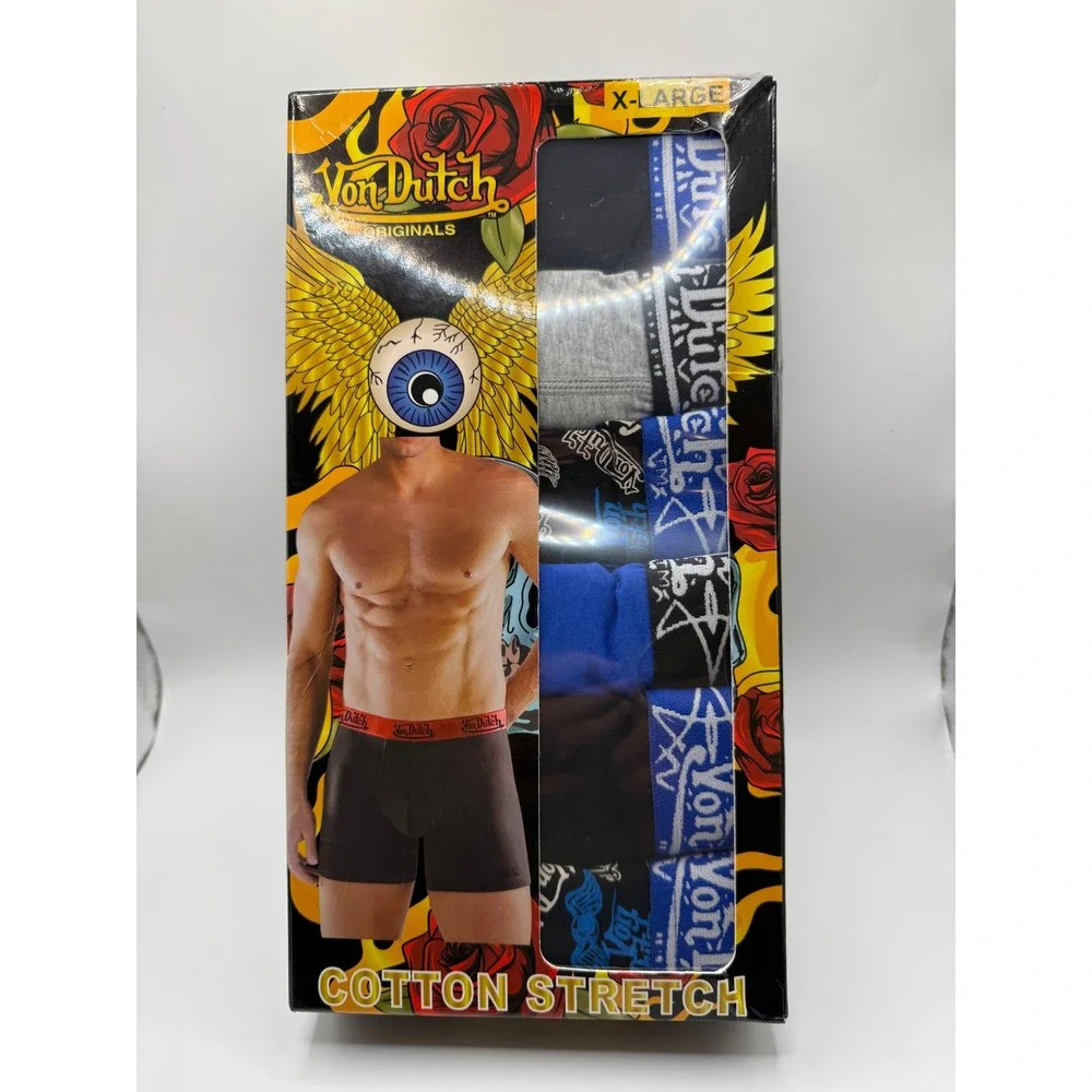 Von Dutch Originals Mens 6 Pack Cotton Stretch Boxer Briefs XL Multi Color NIB